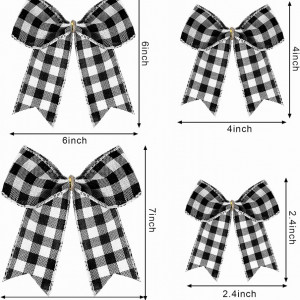 Set de 12 fundite pentru cadouri WILLBOND, textil, alb/negru, 15 cm - Img 7