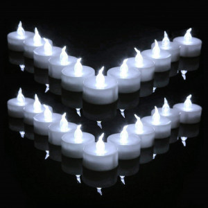 Set de 12 lumanari cu LED Anziner, plastic, alb rece , 3,2 x 3,5 cm 