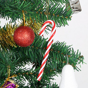 Set de 12 ornamente pentru brad Naler, plastic, alb/rosu, 3,7 x 12 cm - Img 4
