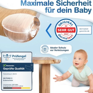 Set de 12 protectii pentru colturile mobilierului Mutkind, silicon, transparent, 4 x 4 cm