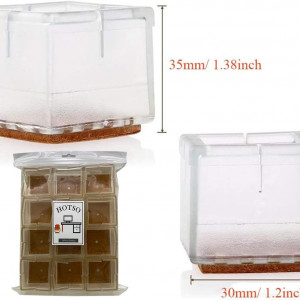 Set de 12 protectii pentru picioarele mobilierului HOTSO, silicon, transparent/maro, 30 x 35 mm - Img 4