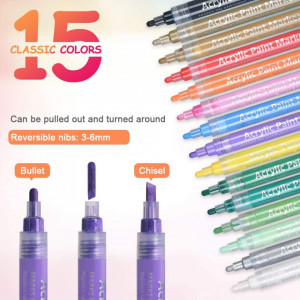 Set de 15 markere pentru pictura Vicloon, vopsea acrilica, multicolor - Img 5