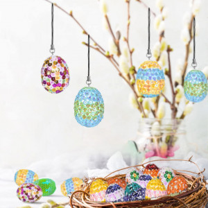 Set de 16 oua cu accesorii pentru decorat Akoemxeeo, plastic, multicolor, 4,5 x 6 cm