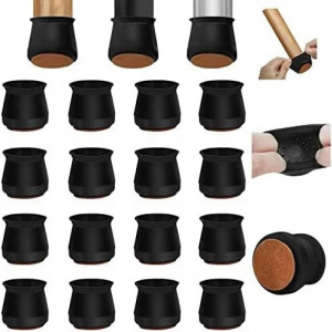 Set de 16 protectii pentru picioarele mobilierului Yuan & Chuang, silicon, negru/maro, 18 x 25 mm