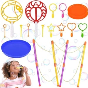 Set de 17 accesorii pentru facut baloane de sapun Sunshine Smile, plastic, multicolor