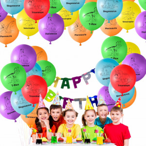 Set de 18 baloane pentru petrecere cu dinozauri TUPARKA, latex, multicolor, 30 cm - Img 2