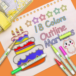 Set de 18 markere cu sclipici BOIROS, plastic, multicolor - Img 4