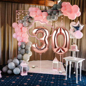 Set de 2 baloane pentru aniversare 30 ani Gwhole, folie, rose, 43 x 63 cm - Img 5