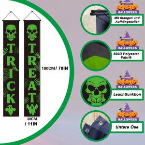 Set de 2 bannere pentru Halloween JanTeelGO, poliester, negru/verde, 180 x 30 cm - Img 2