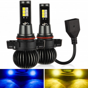 Set de 2 becuri pentru ceata Kairiyard 5202 H16, LED, albastru/galben, 8 x 3,3 cm - Img 1