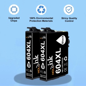 Set de 2 cartuse 604XL pentru imprimanta Epson 604 Hoinklo, negru