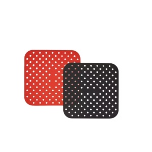 Set de 2 covorase pentru friteuza cu aer CompaSJ, silicon, rosu/negru, 22 x 22 cm