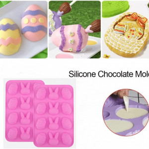 Set de 2 forme pentru prajituri de Paste TZMY-UE, silicon, roz, 22,5 x 14,7 cm - Img 5