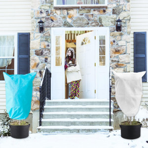 Set de 2 huse de protectie pentru plante N//C, textil, alb/albastru, 120 x 180 cm