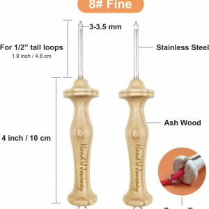 Set de 2 instrumente de perforare pentru broderie Wool Queen, lemn/otel inoxidabil, natur/argintiu, 3-3,5 mm