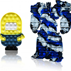 Set de 2 jucarii anti-stres JSXNBL, silicon, galben/albastru, 28/18,5 cm