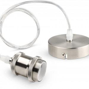 Set de 2 kit-uri de lumina pentru soclu E27 Befurglor, cablu reglabil 1,2 m, metal, argintiu - Img 7