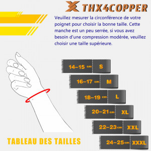 Set de 2 mansoane de compresie pentru incheietura mainii Thx4COPPER, nailon/cupru, bej, XXL - Img 7