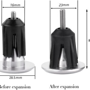 Set de 2 mansoane pentru bicicleta Betteck, cauciuc/aluminiu, negru/argintiu, 13 x 3,3 cm