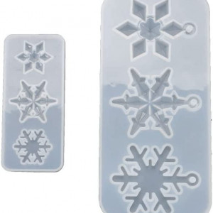 Set de 2 matrite pentru fulgi de zapada CJHKQNZWT6, silicon, alb, 15 x 7 cm / 8,8 x 4 cm