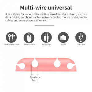 Set de 2 organizatoare pentru cabluri GHJK, silicon, roz, 6,3 x 2 cm - Img 5
