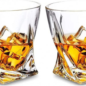 Set de 2 pahare pentru whisky SkySnow, sticla, transparent, 9,5 x 9,5 cm, 300 ml