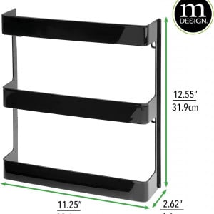 Set de 2 rafturi 3 nivele pentru medicamente MDesign, plastic, negru, 31,9 x 6,6 x 28,6 cm - Img 5