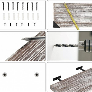 Set de 2 rafturi de perete QILICZ, lemn, maro/negru, 40 × 18 × 2,5 cm - Img 4