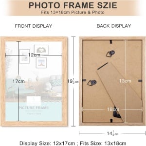 Set de 2 rame foto Arob Art, lemn masiv/plexiglas/MDF, natur, 14,5 x 19,5 cm