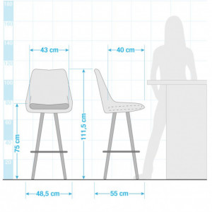 Set de 2 scaune de bar Aledas III, catifea gri inchis - Img 2