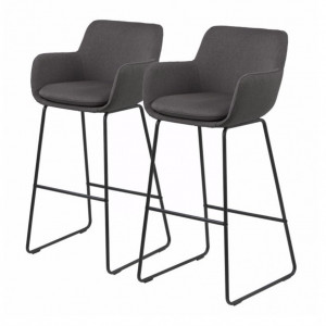 Set de 2 scaune de bar Borris tesatura/metal, gri/negru, 52 x 100 x 53 cm