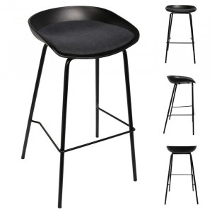 Set de 2 scaune de bar Caperton, negru, 84 x 43 x 43 cm - Img 2