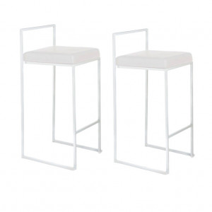 Set de 2 scaune de bar Dodo albe, metal/ piele sintetică - Img 1