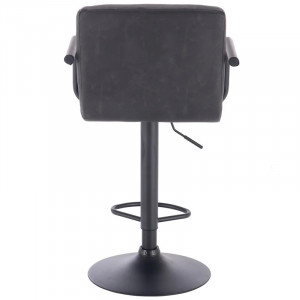 Set de 2 scaune de bar Haymark, piele ecologica/metal, antracit/negru, 51 x 37 x 90-112 cm