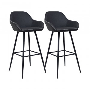Set de 2 scaune de bar Mabel, gri/negre, 101 x 51 x 51 cm - Img 1
