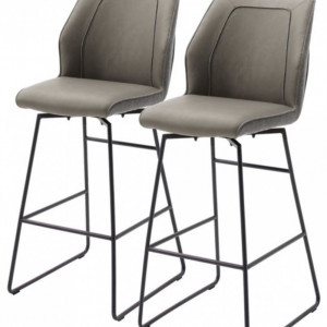 Set de 2 scaune de bar Macapa piele sintetica/tesatura /otel, gri, 46 x 116 x 58 cm