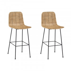 Set de 2 scaune de bar Moffitt, maro/negru, 100 x 43 x 54 cm - Img 1