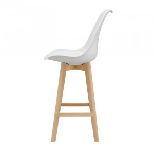 Set de 2 scaune de bar Pereira, alb/maro, 105 x 48 x 58 cm - Img 2