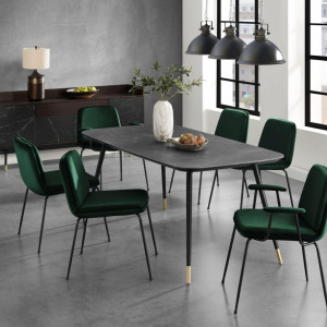 Set de 2 scaune Heine Svaneke, catifea, verde smarald, 51 x 59 x 78 cm - Img 2