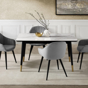 Set de 2 scaune Isalie, gri/negru, 57 x 62 x 84 cm - Img 6