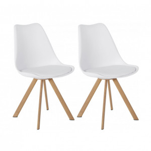 Set de 2 scaune Lazio - piele sintetica alba