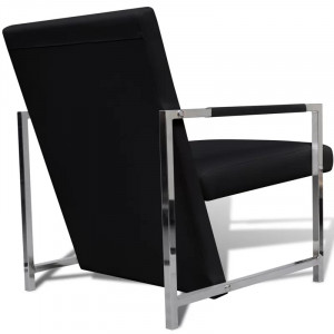 Set de 2 scaune Metro Lane, textil/metal, negru/argintiu, 73 x 53 x 69 cm