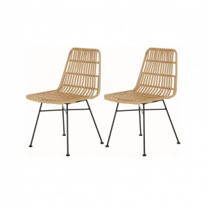 Set de 2 scaune ratan Costa, natur/negru - Img 1