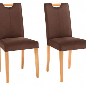 Set de 2 scaune Siena - tapitate - maro/lemn