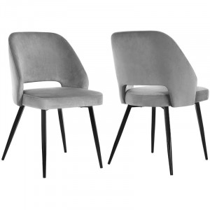 Set de 2 scaune tapitate Eagle, negru/gri, 82 x 51 x 55 cm - Img 3