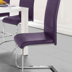 Set de 2 scaune tapitate Josy piele sintetica/metal, mov/argintiu, 42 x 44 x 103 cm - Img 4