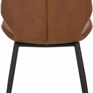 Set de 2 scaune tapitate Louis, metal/piele, maro/negru, 44 x 82 x 58 cm - Img 4