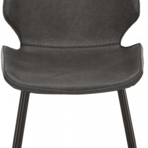 Set de 2 scaune tapitate Louis, piele sintetica/metal, negru, 44 x 58 x 82 cm - Img 6