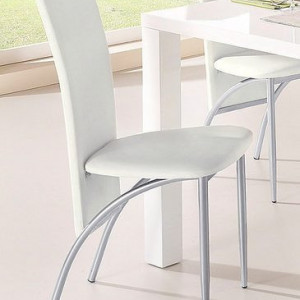 Set de 2 scaune tapitate Nicole piele sintetica/aluminiu, alb, 45 x 53 x 96 cm - Img 3