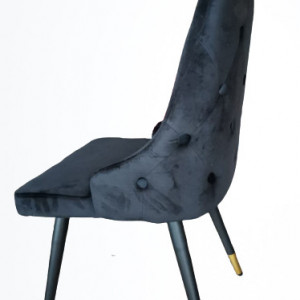 Set de 2 scaune tapitate Piccolo, catifea, negru, 52,07 x 62,48 x 88,39 cm - Img 6
